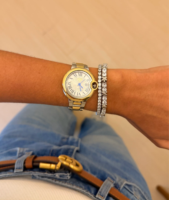 Relógio inspiração CT - misto prata e dourado - a prova d’água