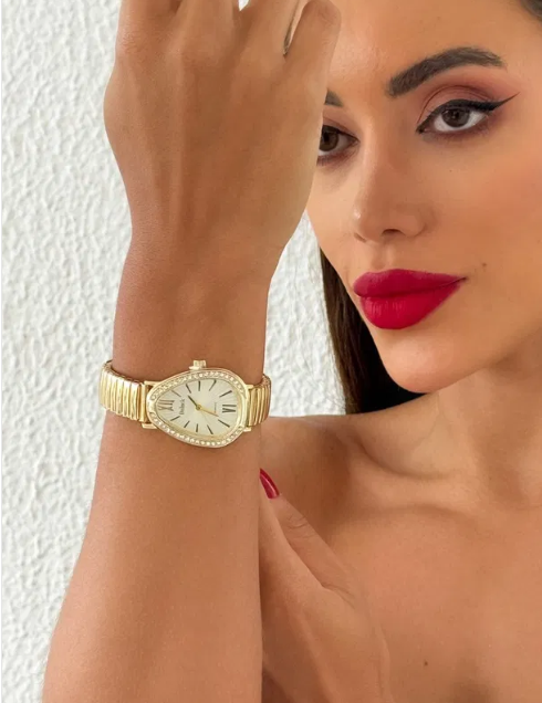 Relógio Folh. A Prata e Ouro - Chloe Serpente