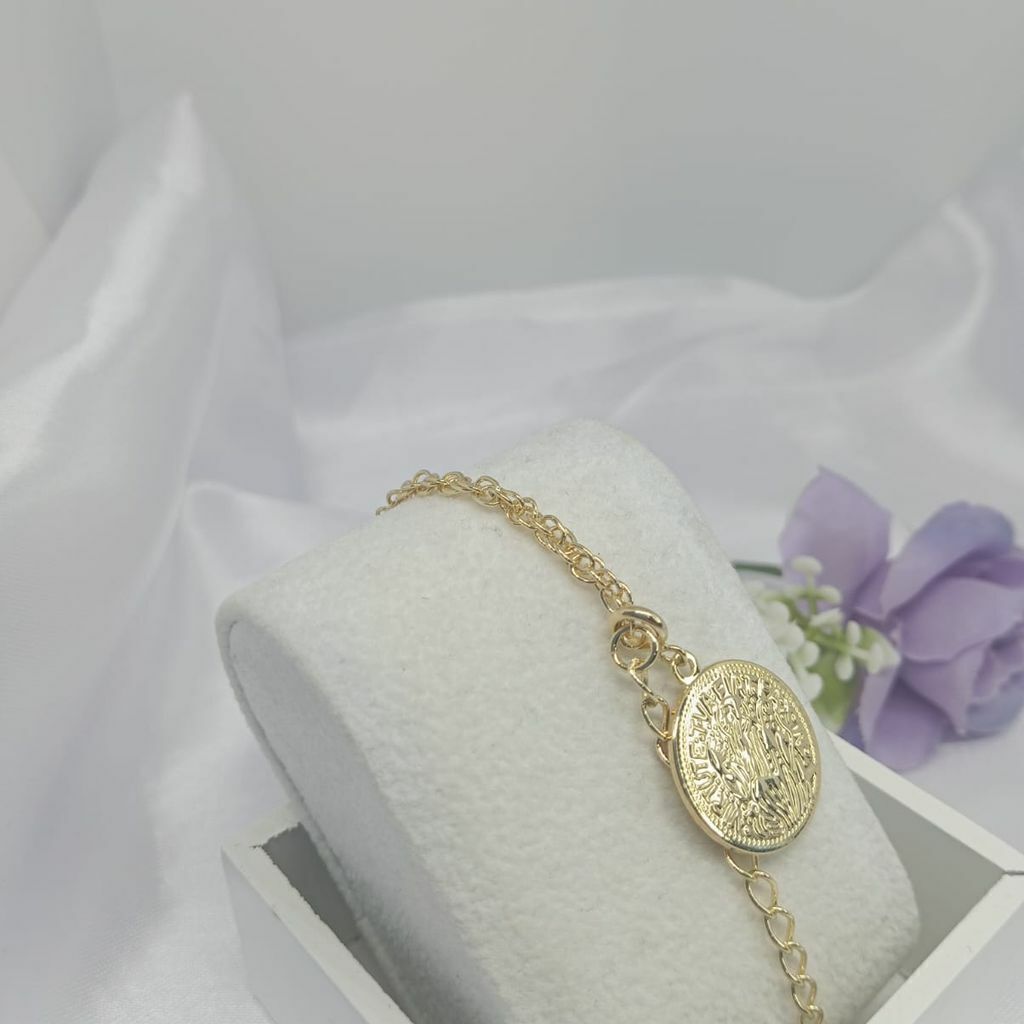 Pulseira Semi Jóia Ouro 18k Medalha São Bento