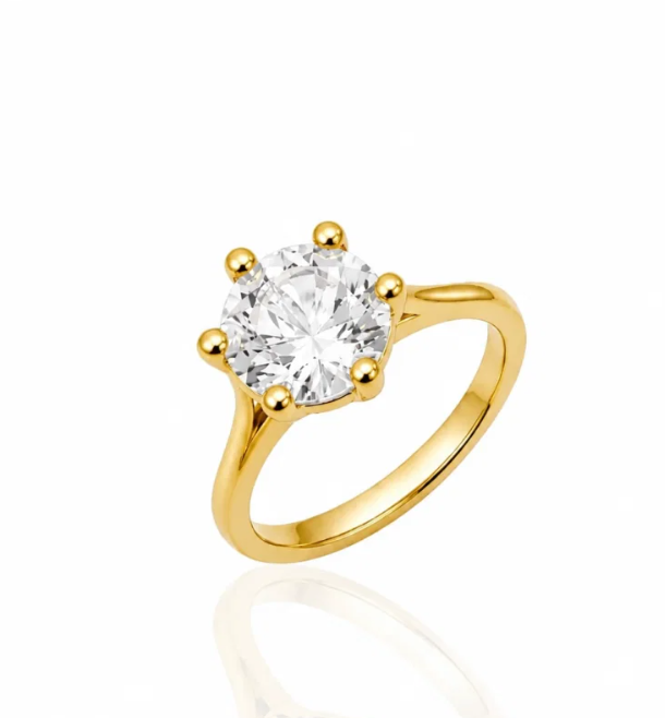 Anel Virginia Zircônia, Folheado a Ouro 18k, Prata 925 e Diamante - 8mm - Cristal