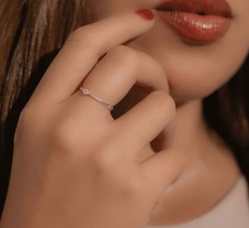 Anel de prata 925 solitário pedra redonda cristal 2mm