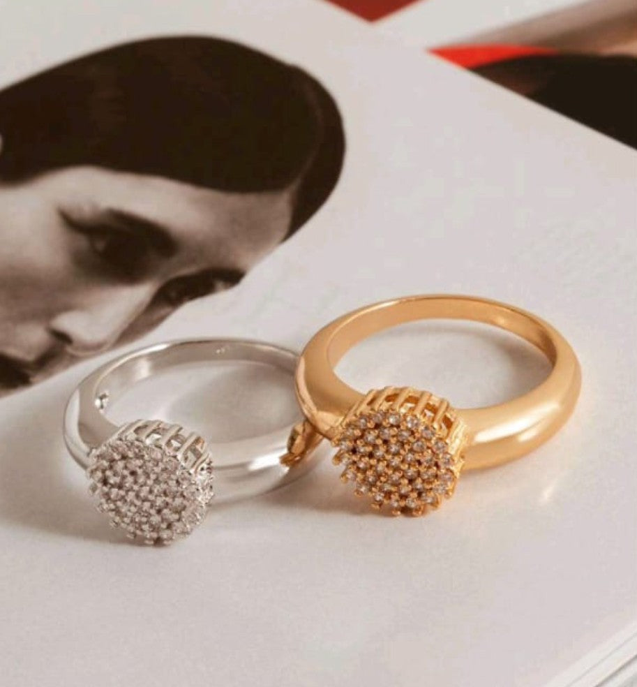 Anel Solitário Micro Zircônia Banhada a Ouro e a Ródio Branco