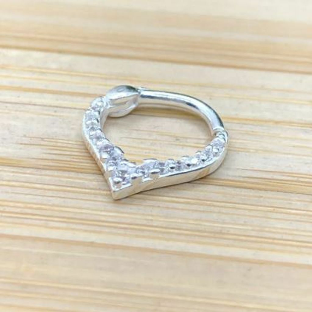 Piercing prata 925 Furo Click Meio Cravejado