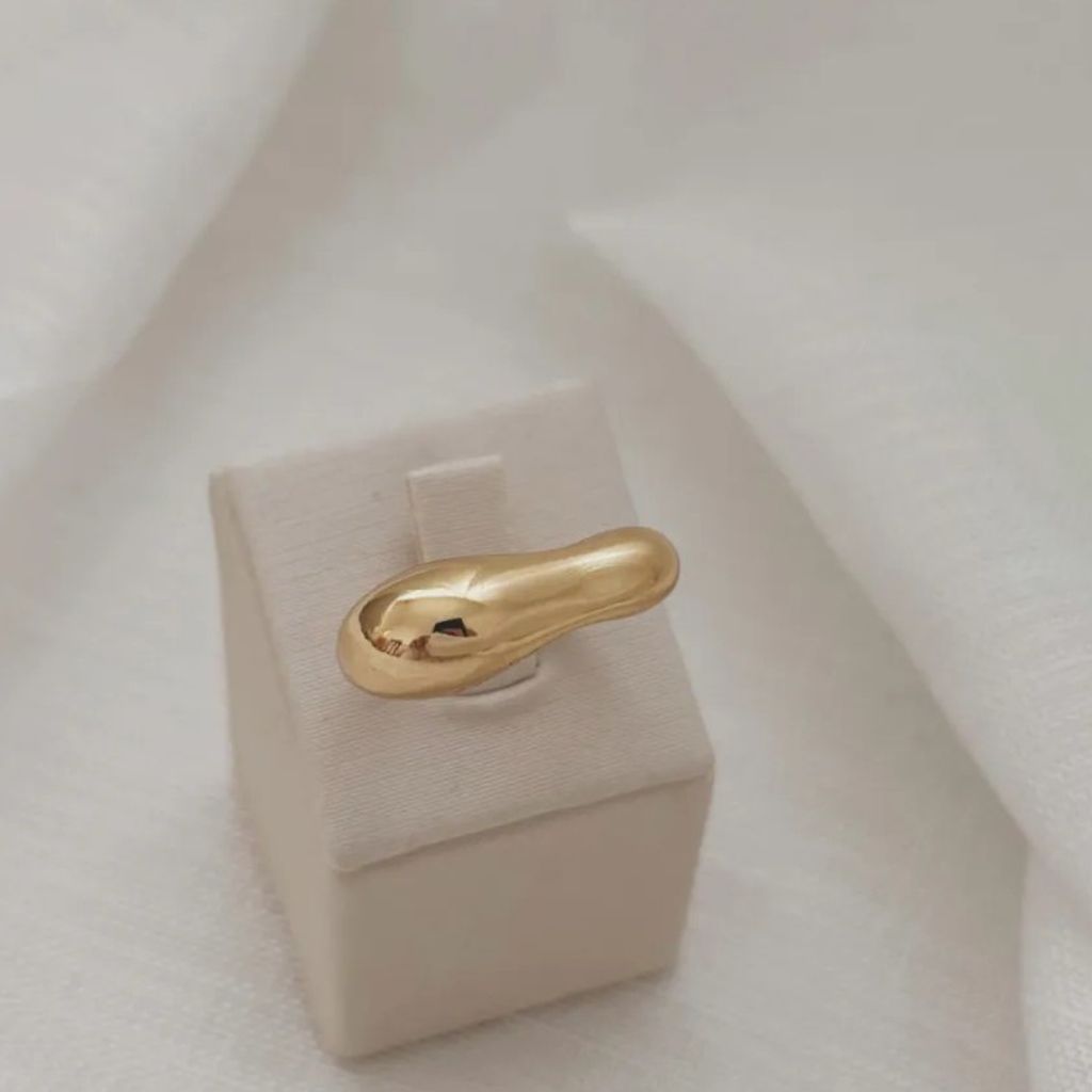 Anel Folheado a Ouro 18k Design Organico