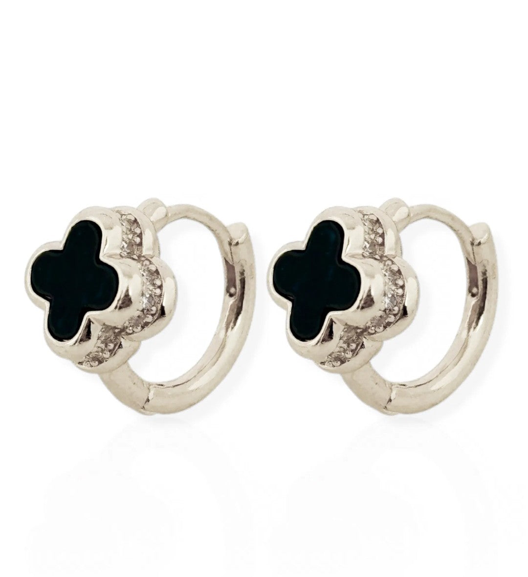 Brinco Folheado a Ouro 18k e Prata Argola Com Inspiração Vg. Branco e Preto