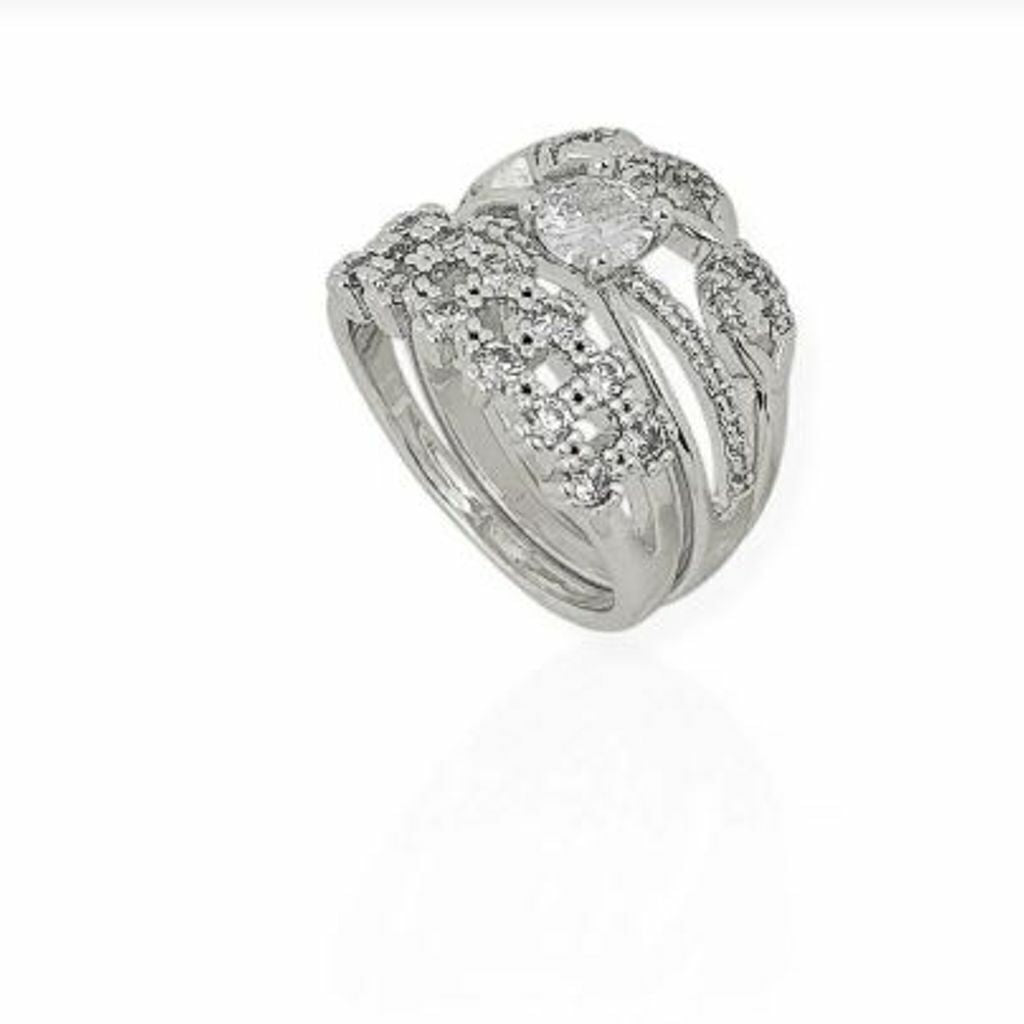 Anel Kit Com Ponto de Luz Trançado prata