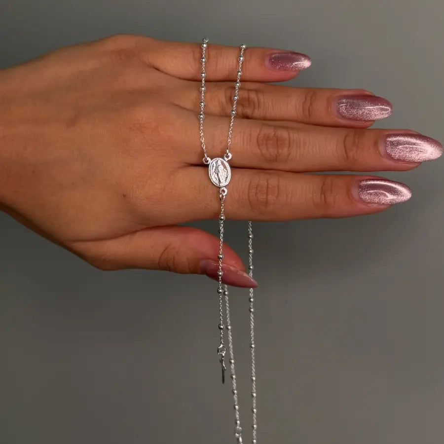 Terço Nossa Senhora prata 925