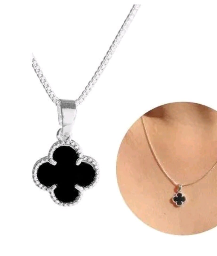 Colar 1 Trevo Preto Prata 925 Insp. Virginia
