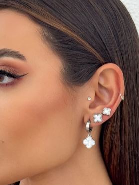 Trio de Brinco Aço Inoxidável Folheado a Ouro 18k e Prata Inspiração VG. e Argola Lisa