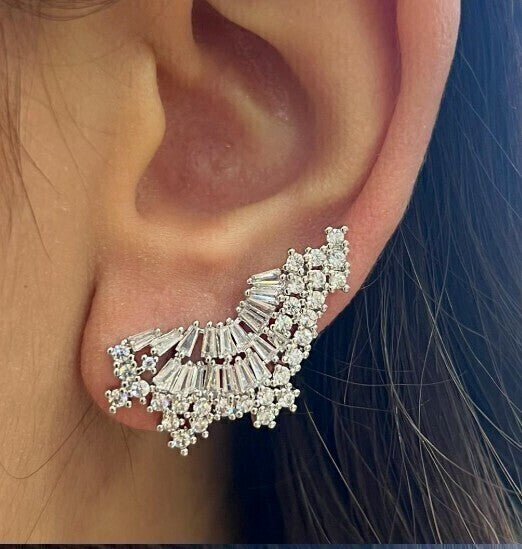 Brinco com Estrelas Ear Cuff Folhaado a Ródio