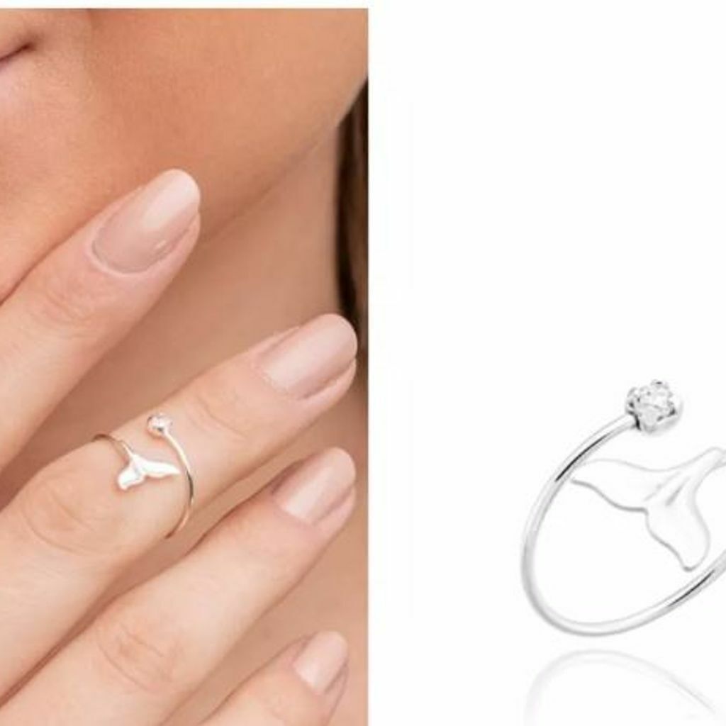 Anel Falange Regulável Rabo de Sereia e Ponto de Luz Prata 925