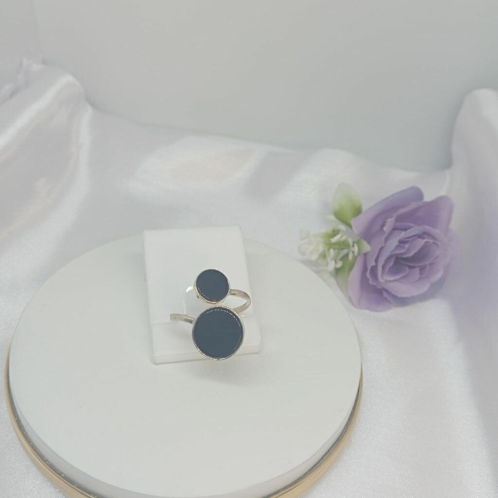 Anel Ágatas Negra Regulável