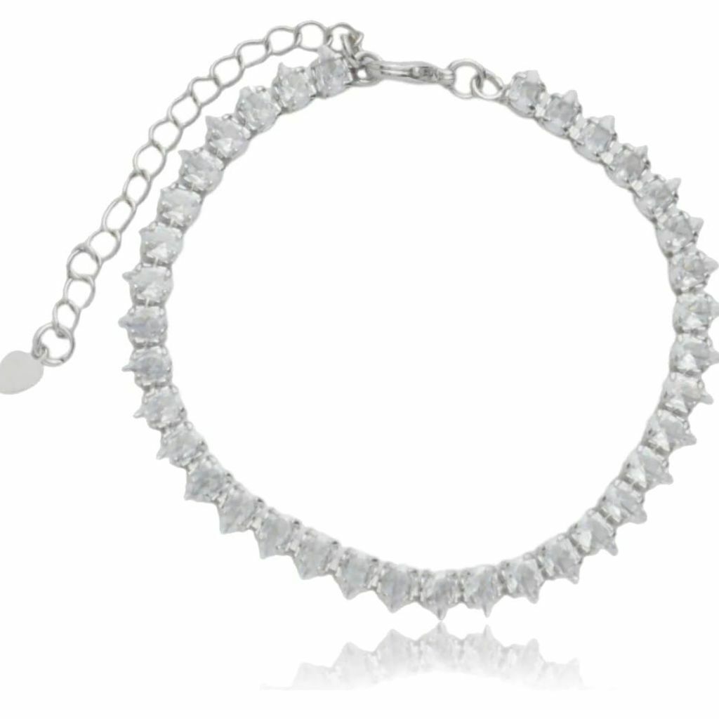 Pulseira Semi Jóia Prata Zircônia Inspiração Swavarovisk