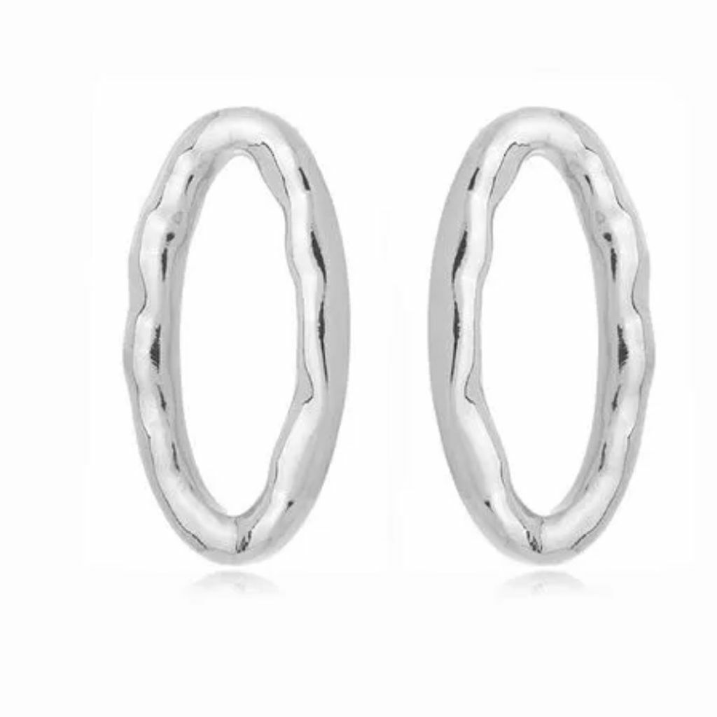 Brinco Organico Semi Jóia Banhado Ródio Branco