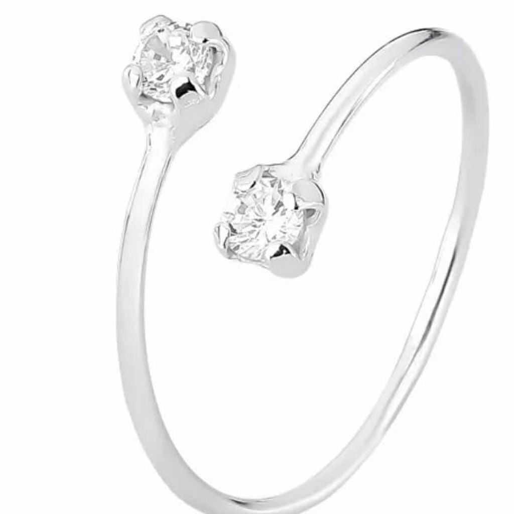 Anel Falange Duas Pedras Zircônia Regulável Prata 925