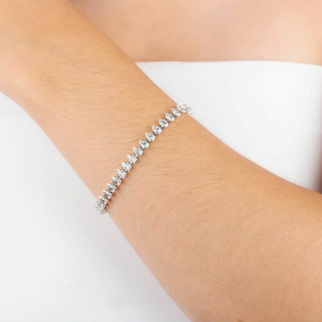 Pulseira Semi Jóia Prata Zircônia Inspiração Swavarovisk