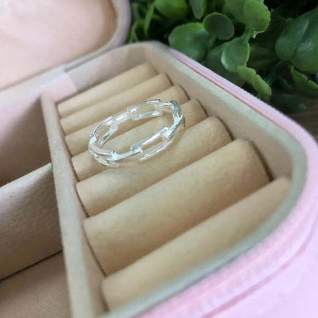 Anel de prata 925 estilo corrente liso