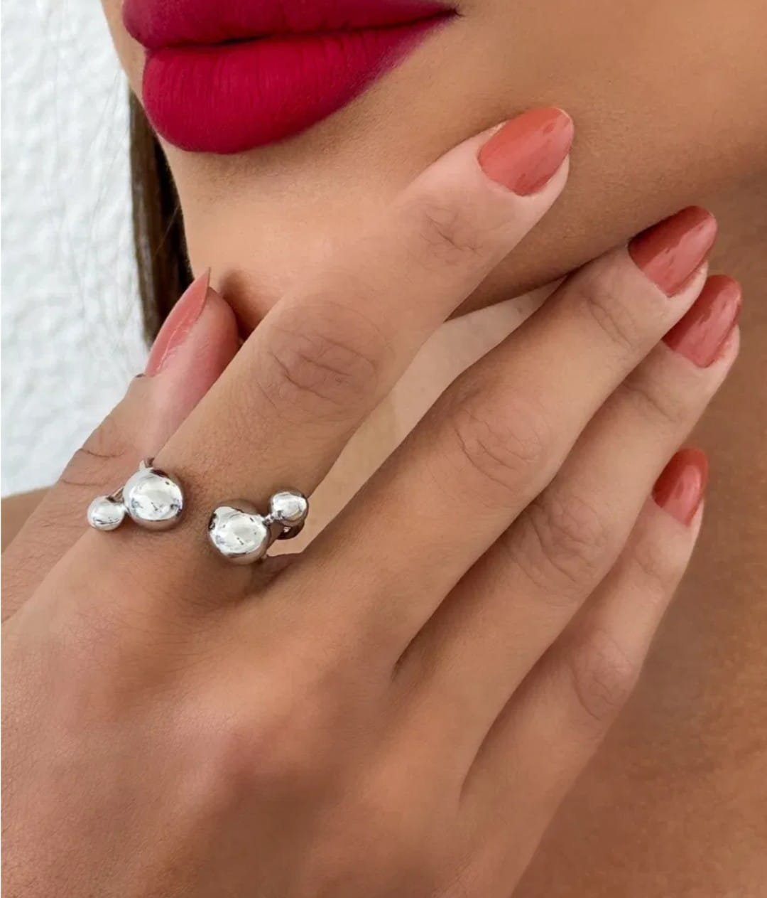 Anel Folheado a Ouro 18k e Prata Design 4 Esferas