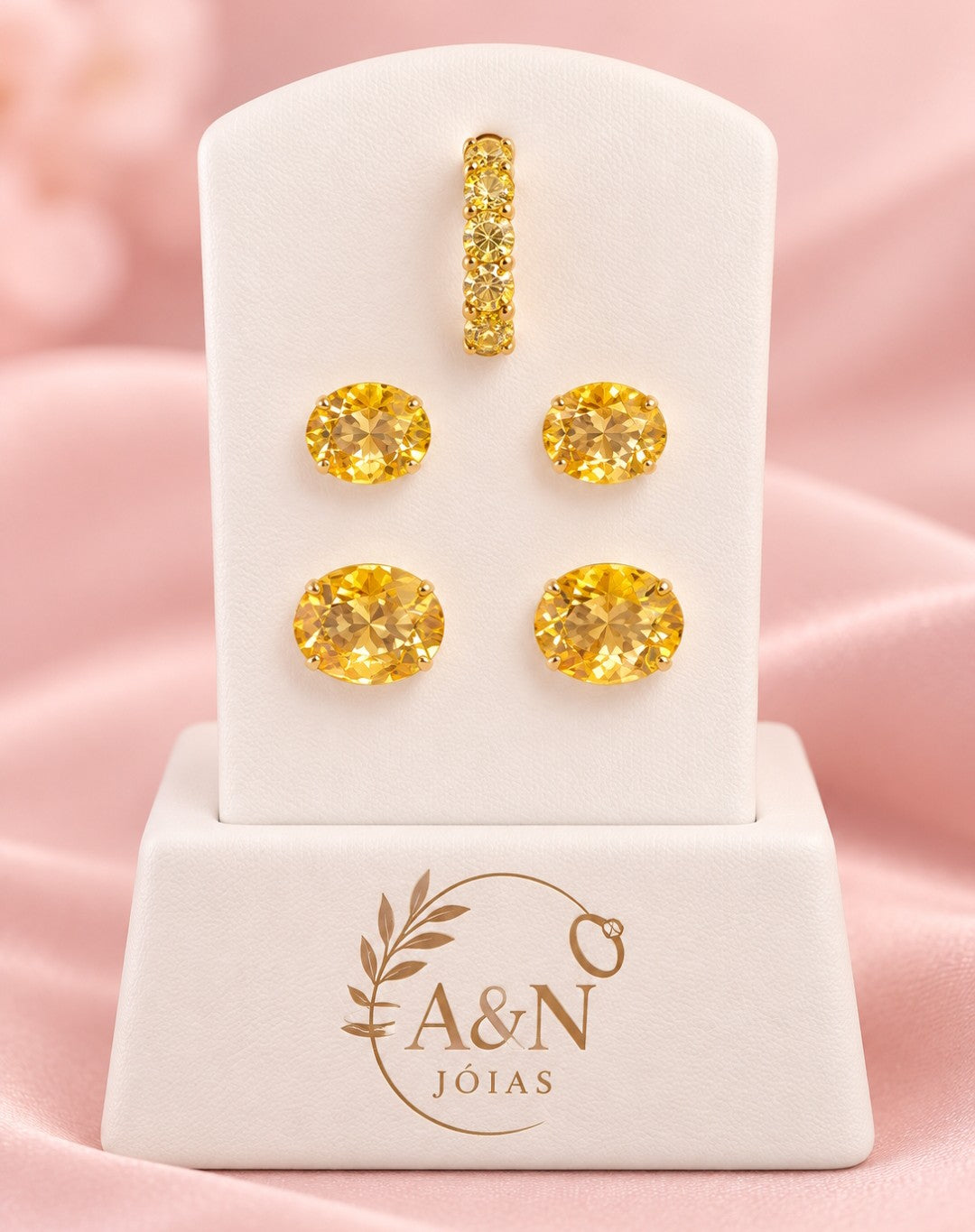 Brinco Trio com Piercing 12/10mm Banhado a Ouro Amarelo