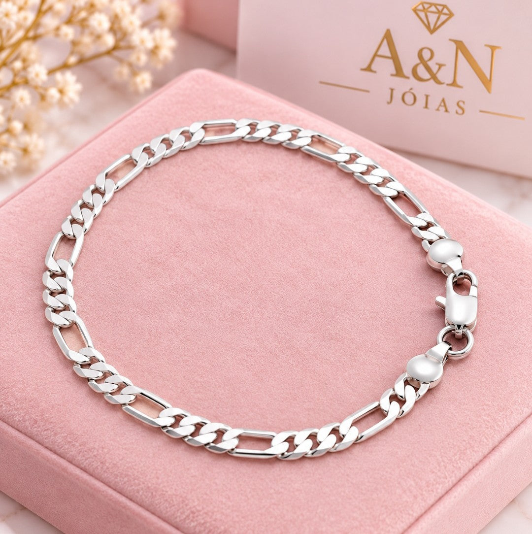 Conjunto de Jóias em prata 925 Corrente e Pulseira de 4mm Masculina Unisex