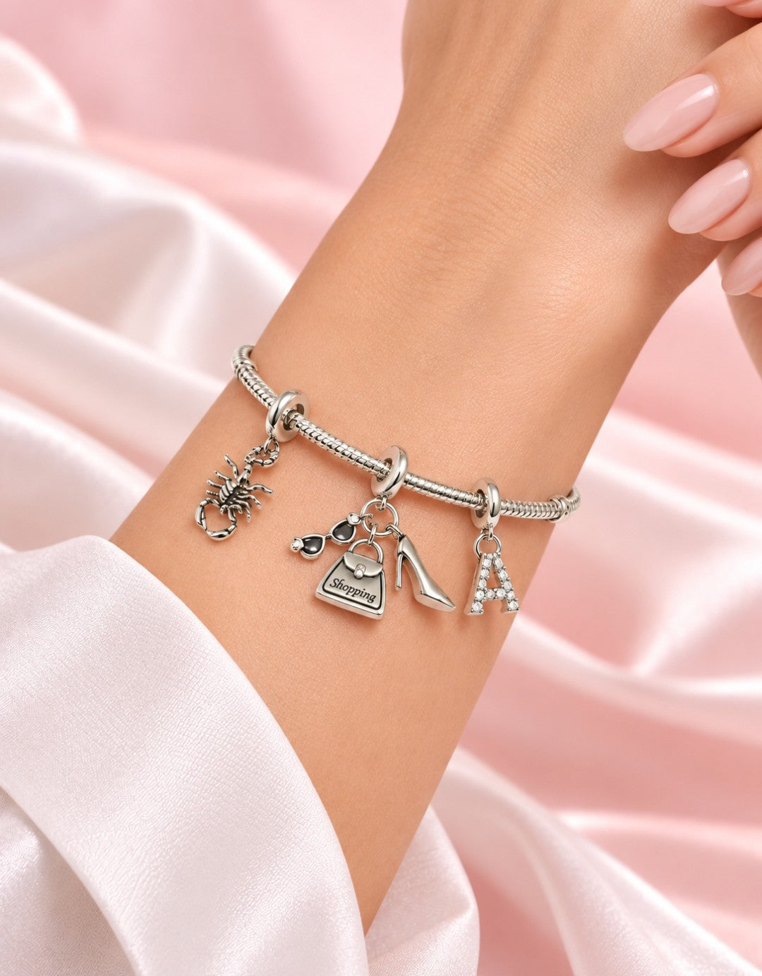 Pulseira Inspiração Pandora classica tambor redondo prata 925