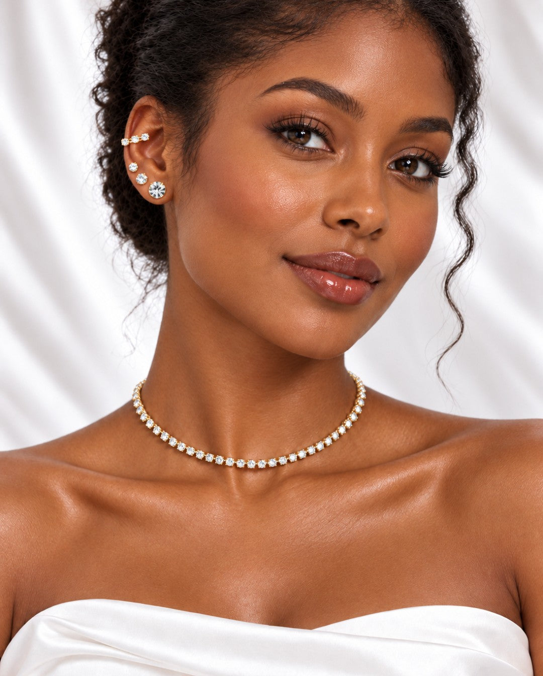 Choker Banhado a Ouro Riviera Cravejada Cristal
