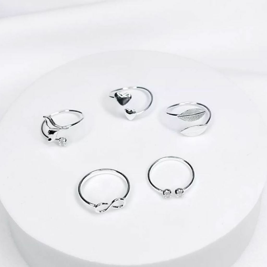 Kit 5 Anéis De Falange Prata 925 Legítima