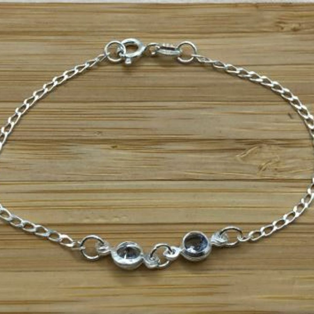 Pulseira infantil 2 zircônias central 1,1gr cor Lavanda