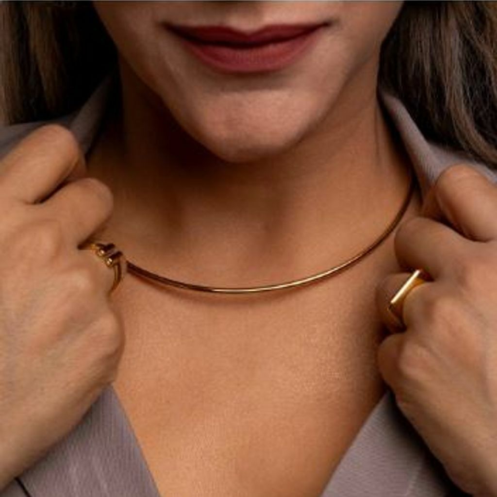 Choker Aro Liso Semi Joia Ouro 18k
