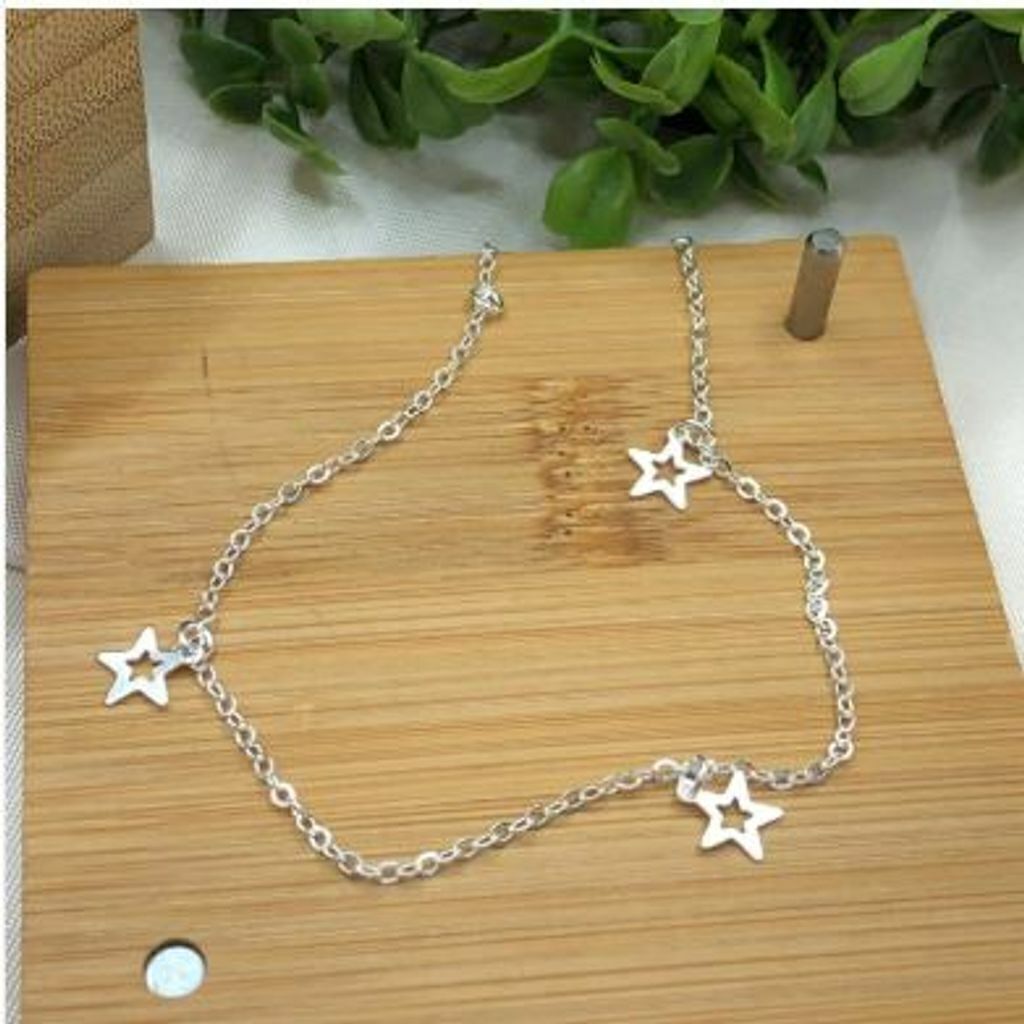 Tornozeleira de prata 925 3 estrelas vazadas