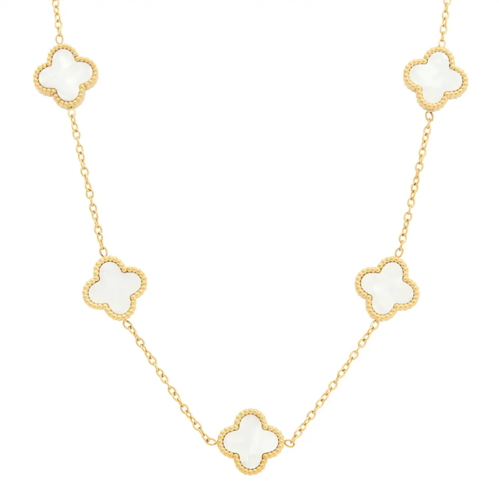 Conjunto Colar e Brinco de Trevo Folheado a Ouro 18k