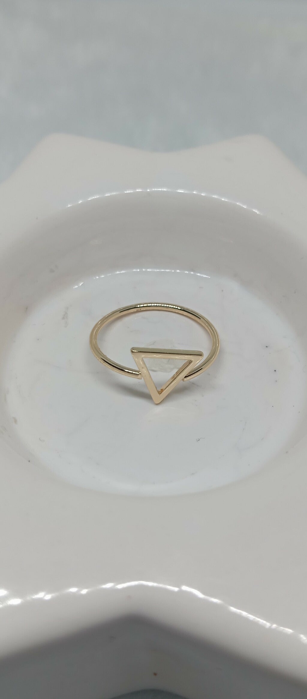 Anel Triangulo Folheado Ouro