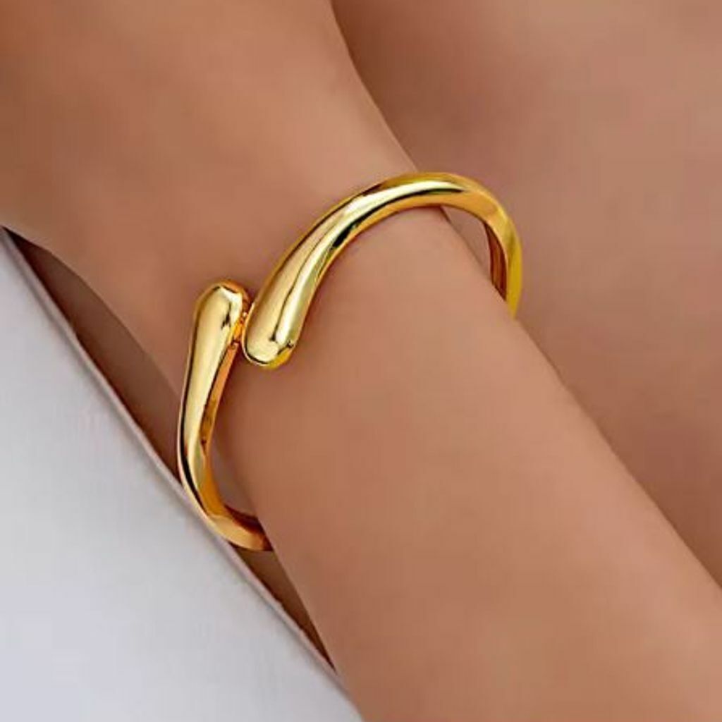 Bracelete Gota Rígido Grossa Ajustável Dourado