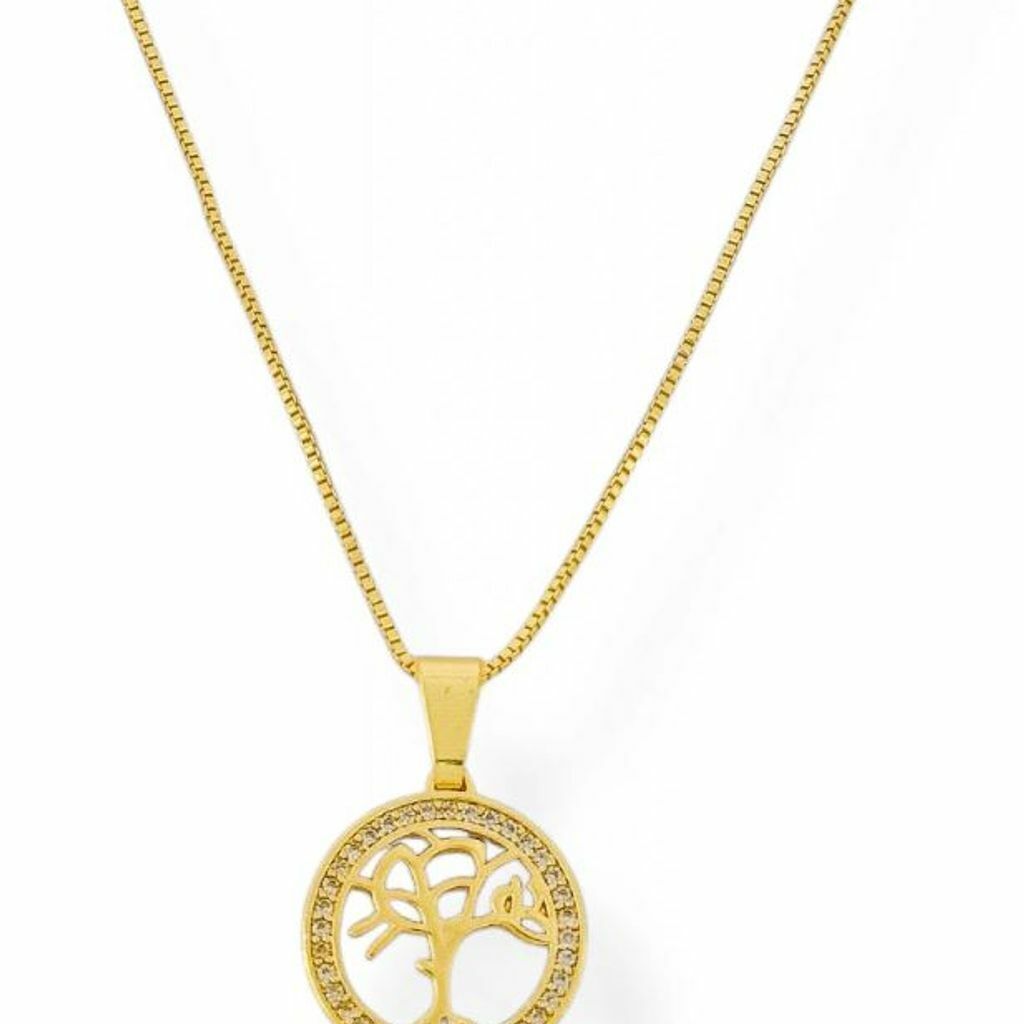 Colar Folheado a Ouro 18k e Prata Com Pingente Árvore da Vida