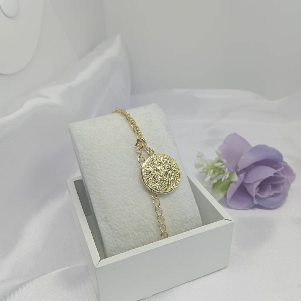 Pulseira Semi Jóia Ouro 18k Medalha São Bento