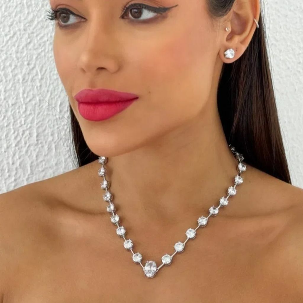 Colar Semi Jóia Pontos de Luz Inspiração Swarovisk