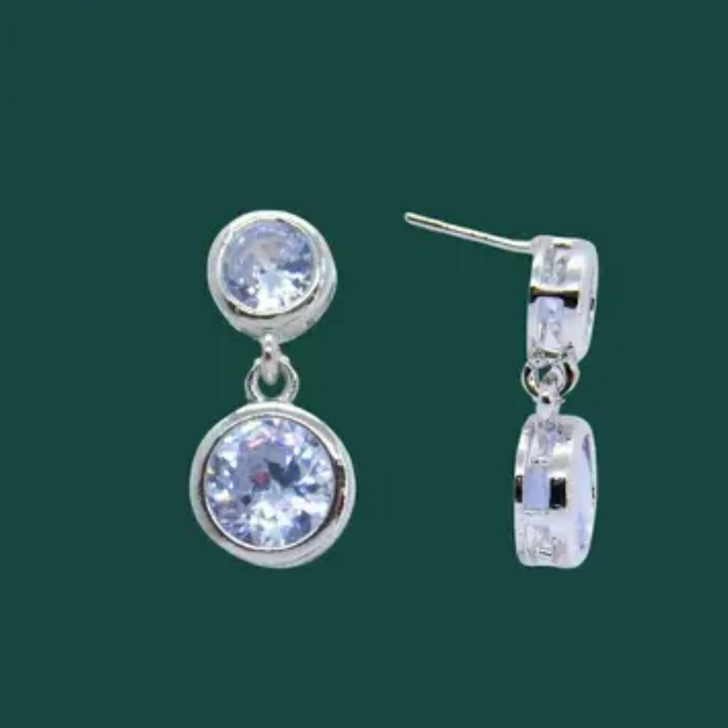 Brinco Ródio Pedras Zircônia Pendurico