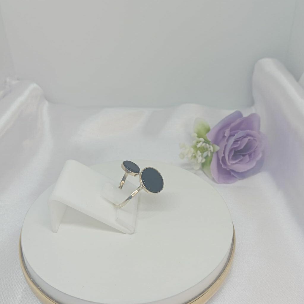 Anel Ágatas Negra Regulável