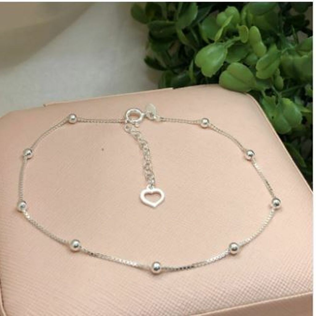 Tornozeleira de prata 925 8 bolinhas