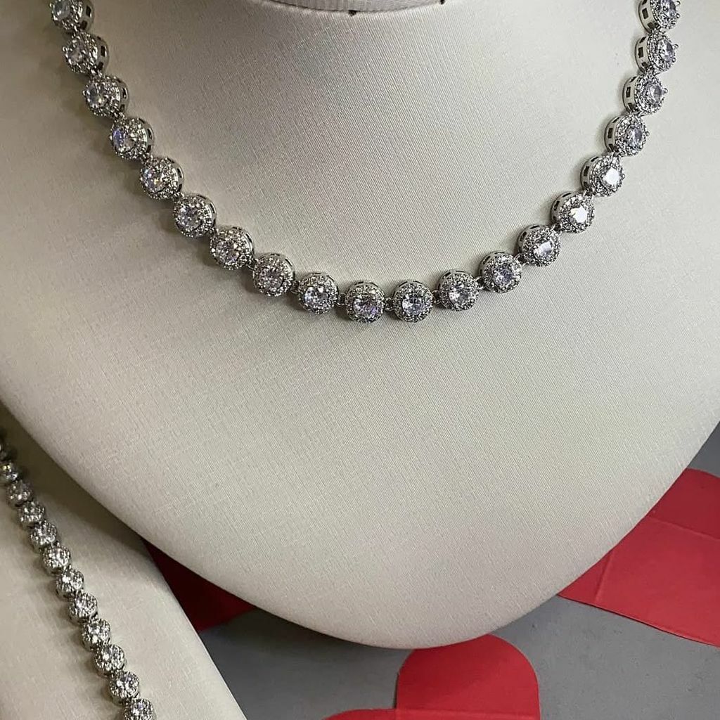 Conjunto Swarovski Colar, Pulseira, Brincos Prata 925