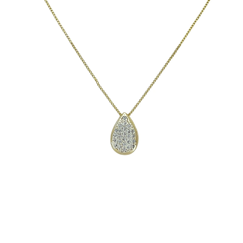 Gargantilha Gota com Zirconia 10x15mm Banhado a Ouro tam. 45cm