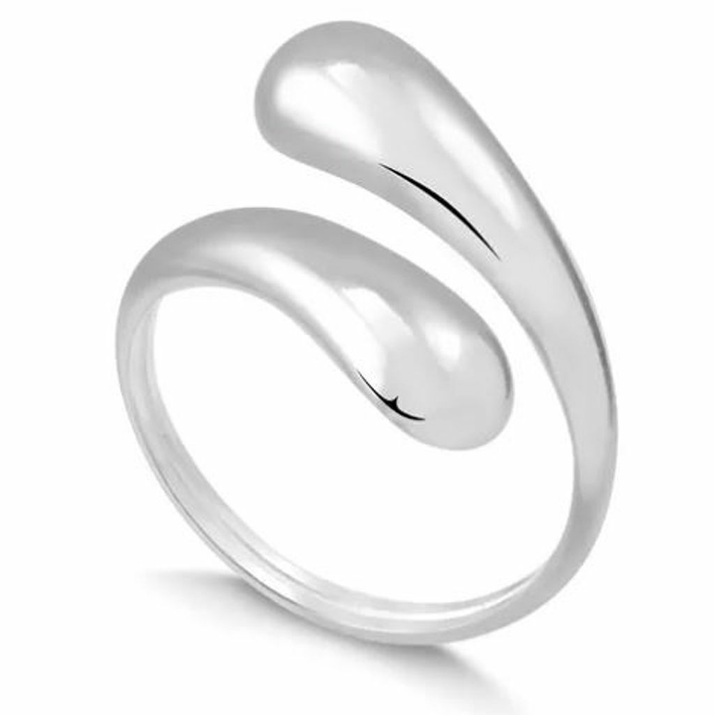 Anel Prata 925 Duplo Gota Liso
