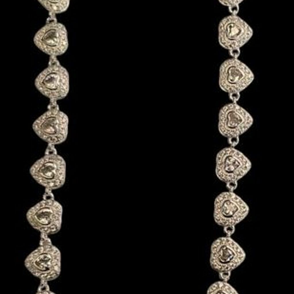 Colar Pedras Swarovski de Corações Prata 925