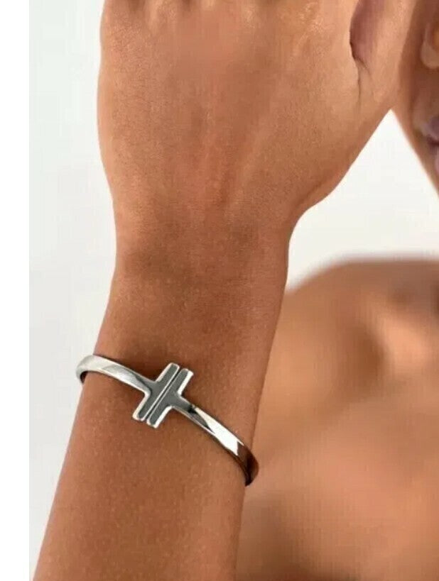 Bracelete Inspiração Tiffany Barrinha Semi Jóia Banhado a Prata