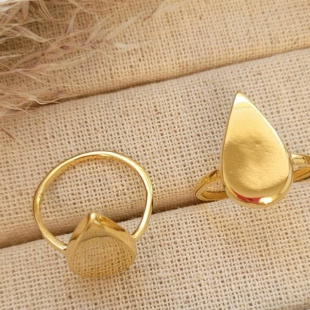 Anel Gota Lisa Semi Jóia Ouro