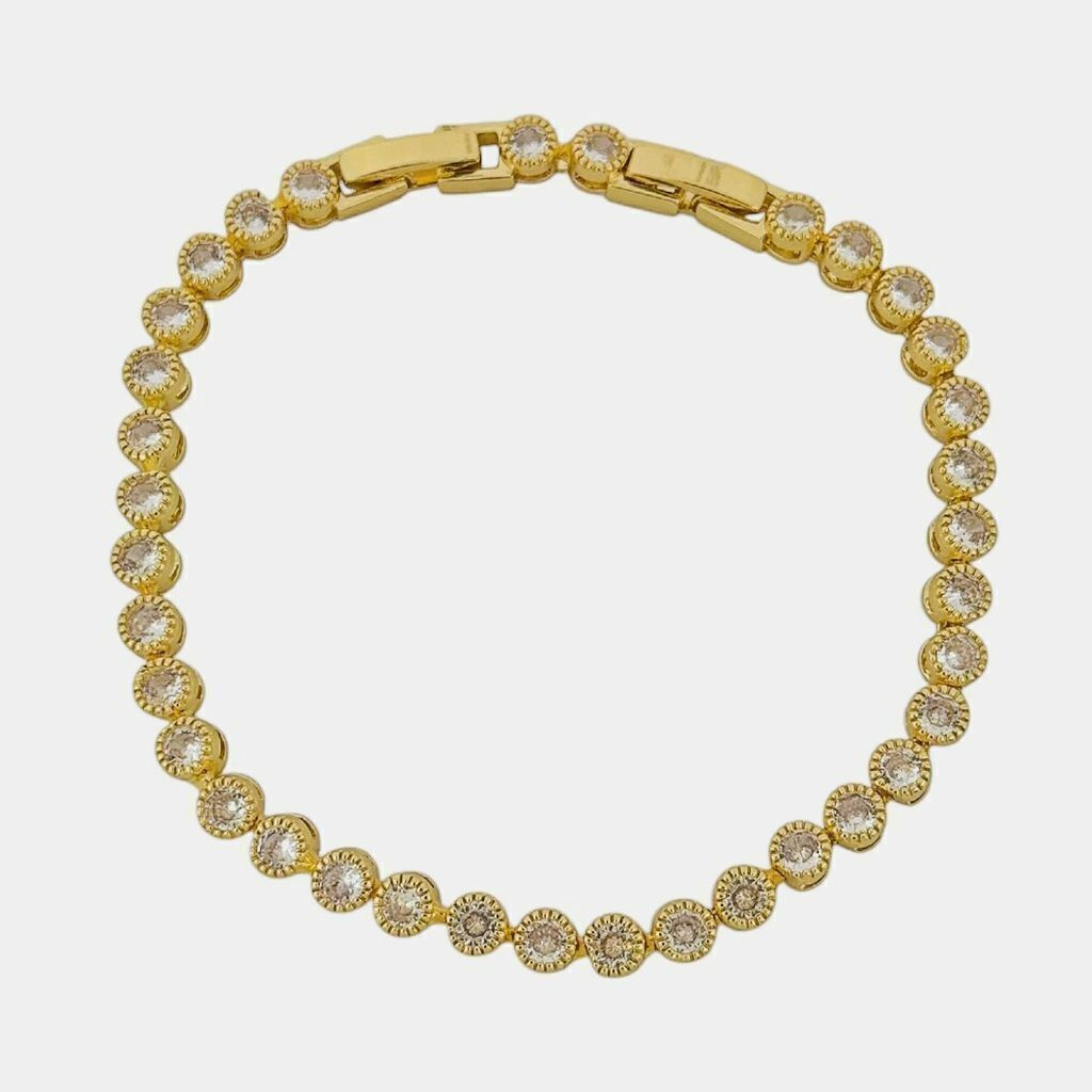 Pulseira Folheado a Ouro 18k e Prata Circulo Cravejado