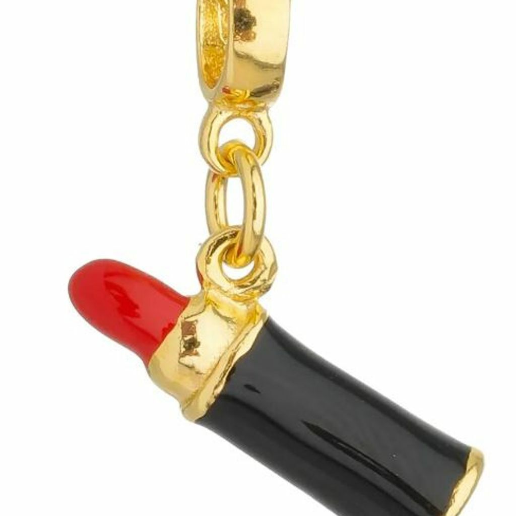Berloque Batom Vermelho Banhado a Ouro