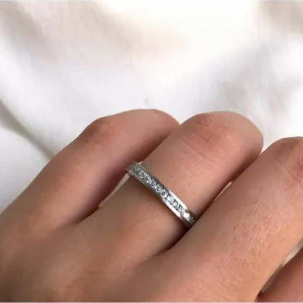 Anel Aparador Aliança Com Pedras Zircônia Prata 925