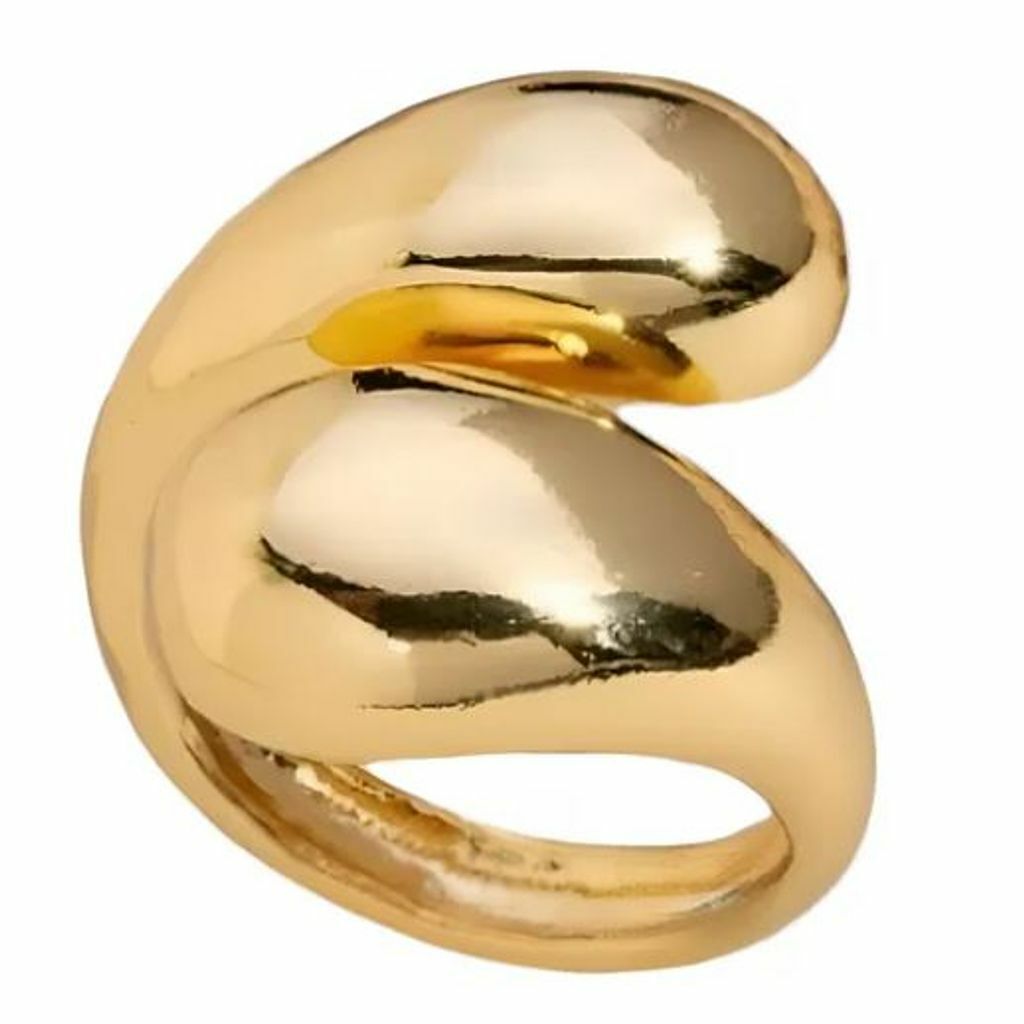 Anel Duas Gotas Banhado a Ouro 18k