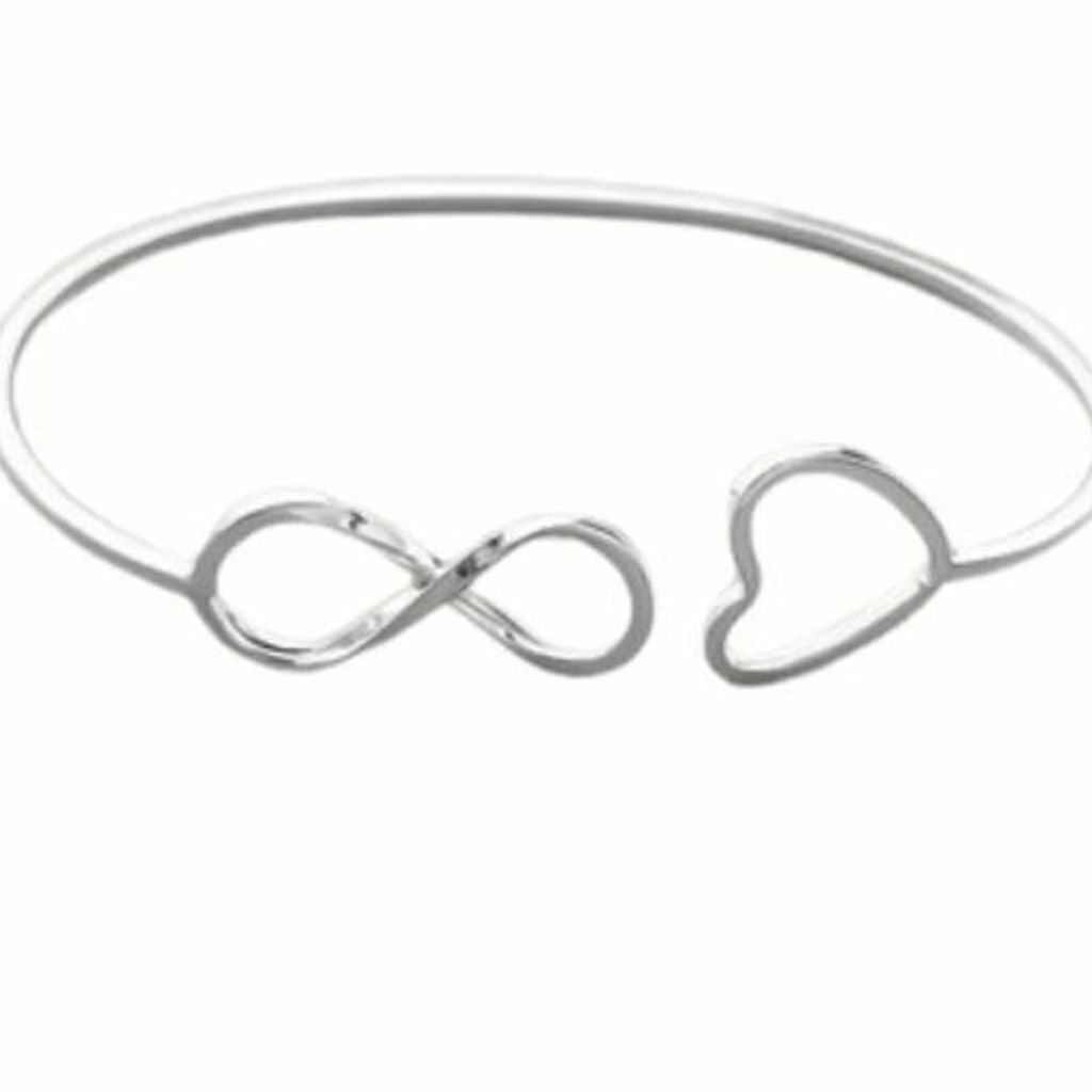 Bracelete Fio Quadrado Infinito e Coração 1,5mm 2,5gr
